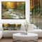 Designart - Forest Waterfall with Yellow Trees - Large Landscape Framed Canvas Art Print